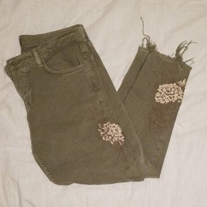 ZARA Men's Flower Cropped Denim Jeans